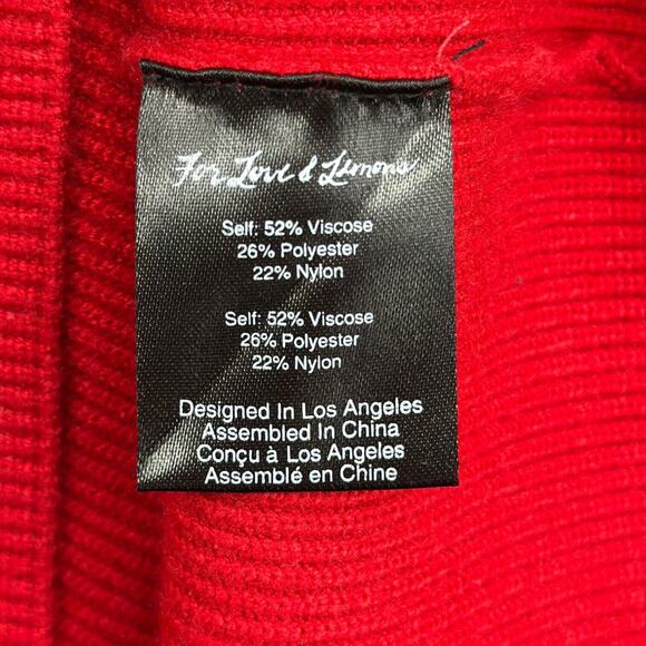 For Love & Lemons Knitz Red Long Puff Sleeve Bell Cuffs Sweater Dress Small - Picture 8 of 11